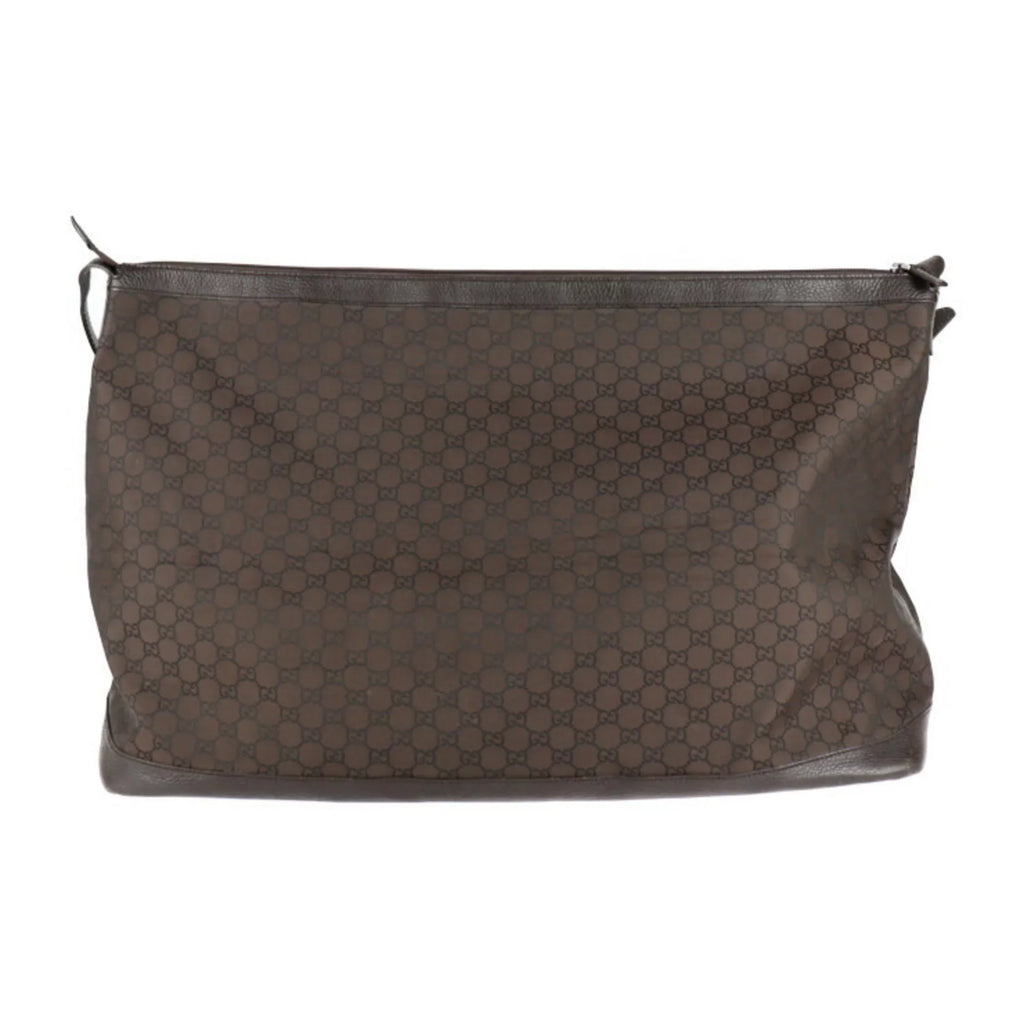 Pre-Owned GUCCI Gucci Boston Bag 105669 GG Nylon Leather Brown Shoulder Travel (Good)