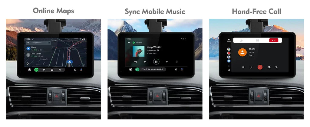 Portable Wireless Carplay & Android Auto Car Stereo, 7 Inch Full HD Car Touch Screen Portable Car Radio Receiver with Bluetooth, FM Transmitter, AUX, Voice Control, Navigation, Backup Camera