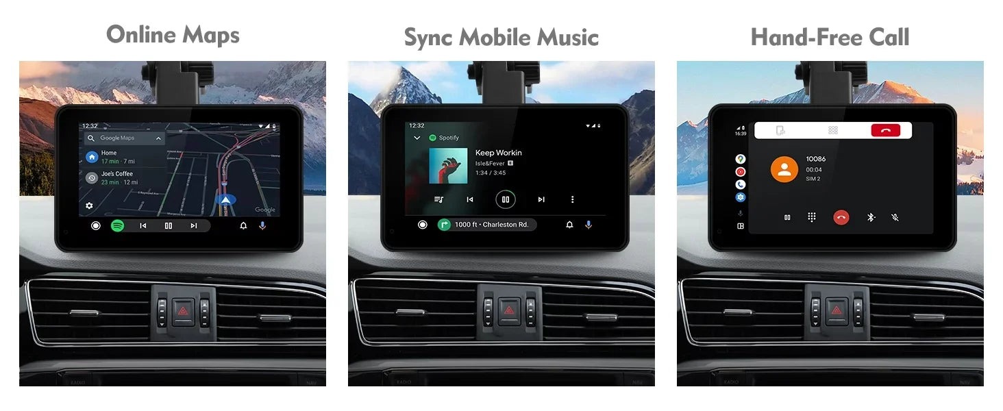 Portable Wireless Carplay & Android Auto Car Stereo, 7 Inch Full HD Car Touch Screen Portable Car Radio Receiver with Bluetooth, FM Transmitter, AUX, Voice Control, Navigation, Backup Camera