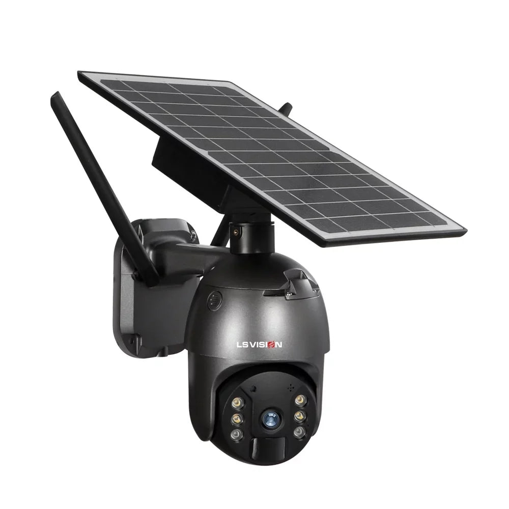 LS VISION 4MP Wifi Wireless Security Camera System Outdoor PTZ Solar Battery Powered Camera