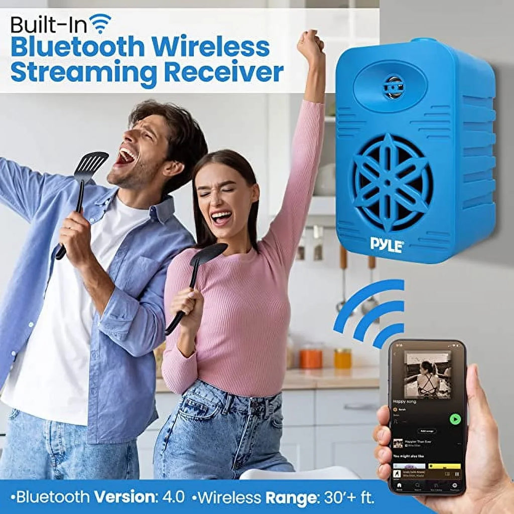 PyleUsa Bluetooth Indoor Outdoor Speakers Pair-500 Watt Dual Waterproof 5.25” 2-Way Full Range Speaker System w/ 1/2” High Compliance Polymer Tweeter-Home, Boat, Marine,Deck,Patio,Poolside PDWRBT56BL