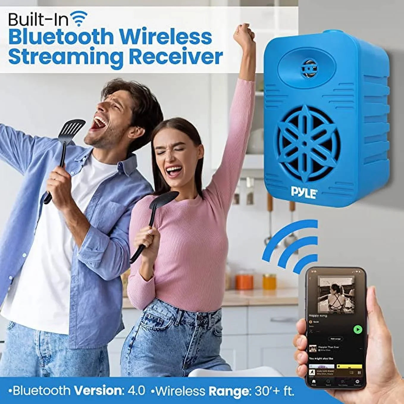 PyleUsa Bluetooth Indoor Outdoor Speakers Pair-500 Watt Dual Waterproof 5.25” 2-Way Full Range Speaker System w/ 1/2” High Compliance Polymer Tweeter-Home, Boat, Marine,Deck,Patio,Poolside PDWRBT56BL