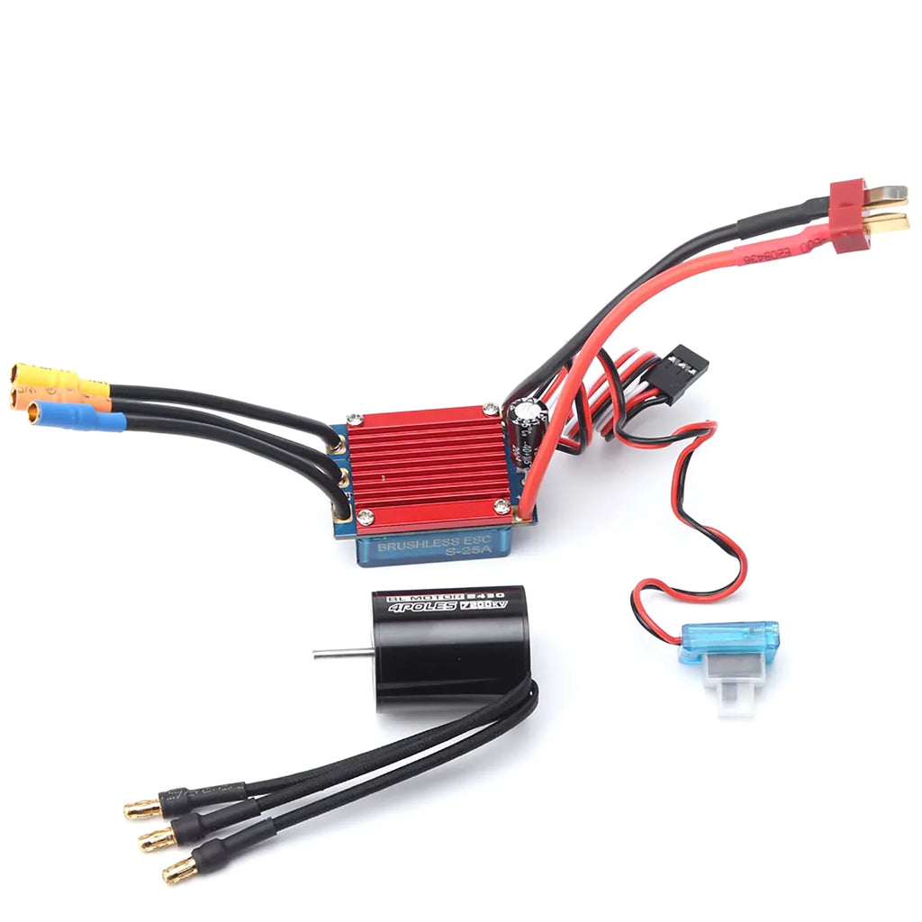 Meterk 2430 7200KV 4P Sensorless Brushless Motor with 25A Brushless ESC（Electric Speed Controller）for 1/16 1/18 RC Car Truck