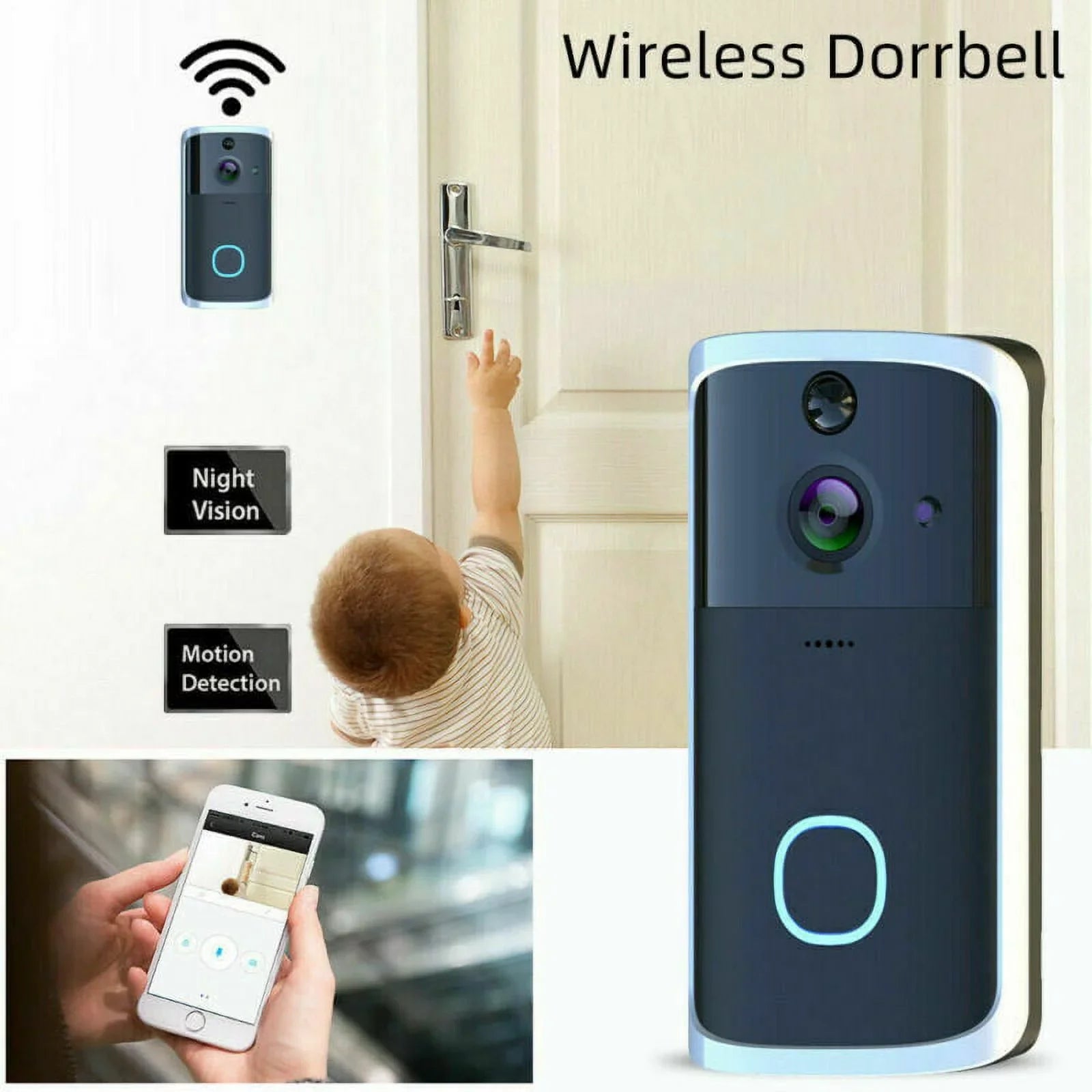 WiFi Visual Ring Smart Doorbell Smart Home Wireless Camera Video Door Bell Phone Intercom Homekit Security Automation Jet