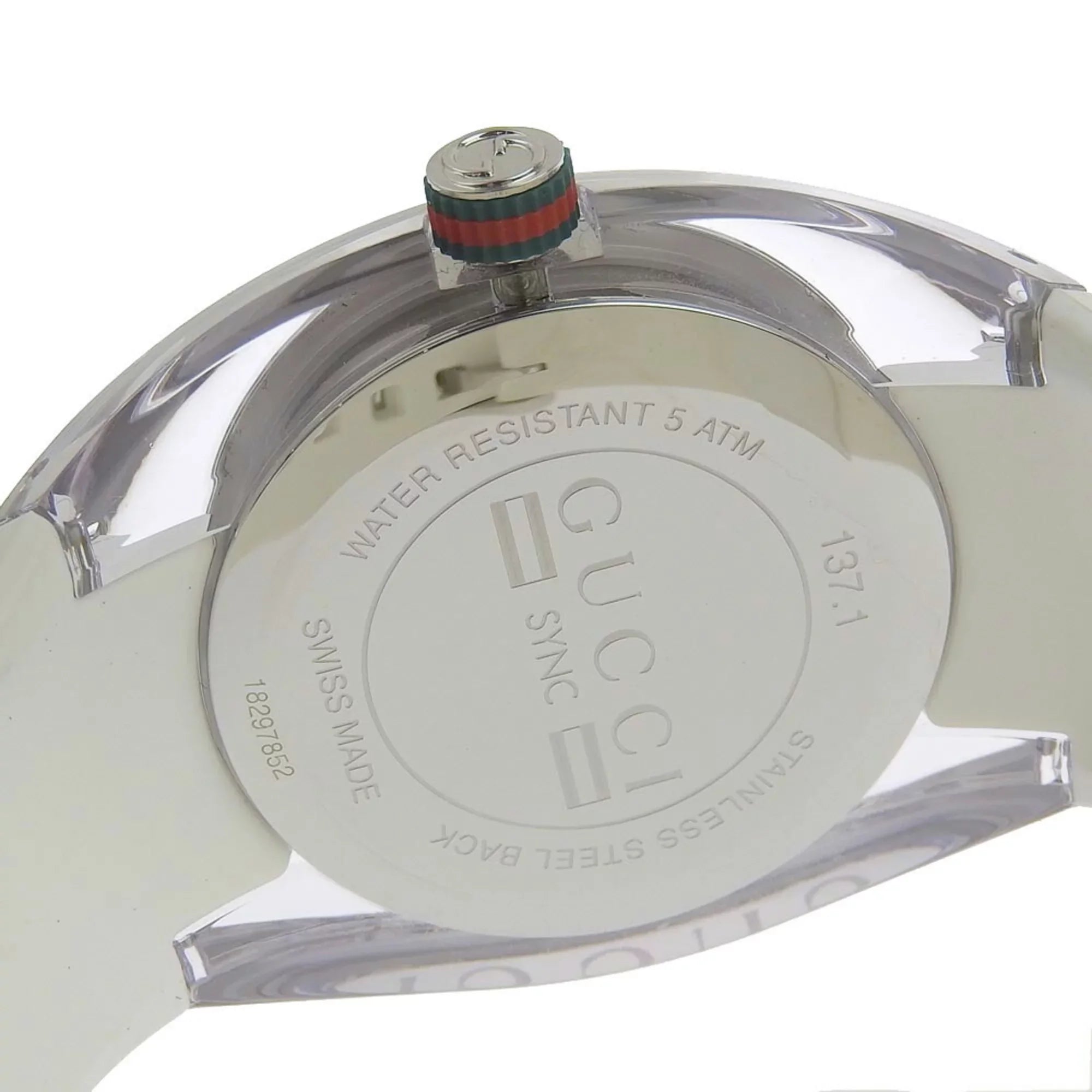 Authenticated Used Gucci Sink 137.1 Stainless Steel x Rubber Quartz Analog Display Men's Silver Dial Watch