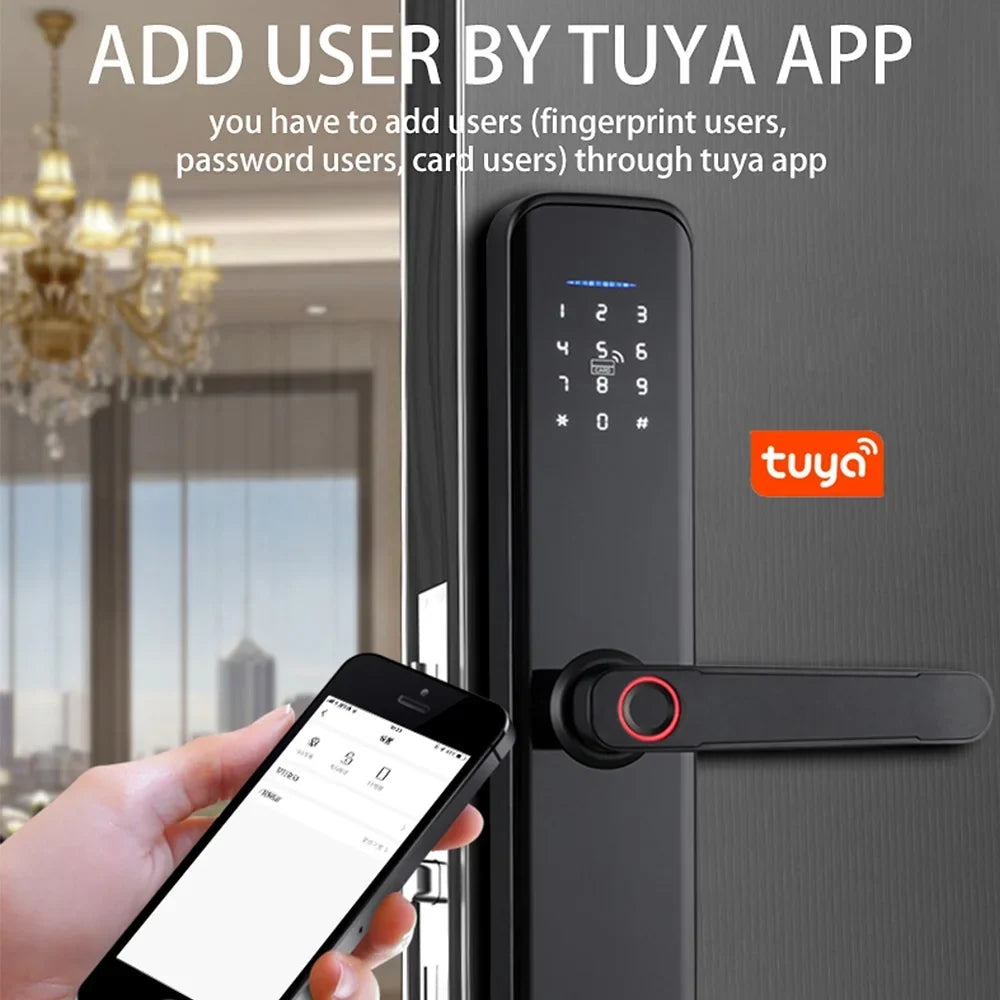WAFU ligent Door Lock,Smart Lock Door Lock Compatible APP Compatible Tuya APP Deadbolt Key Compatible dsfen OWSOO