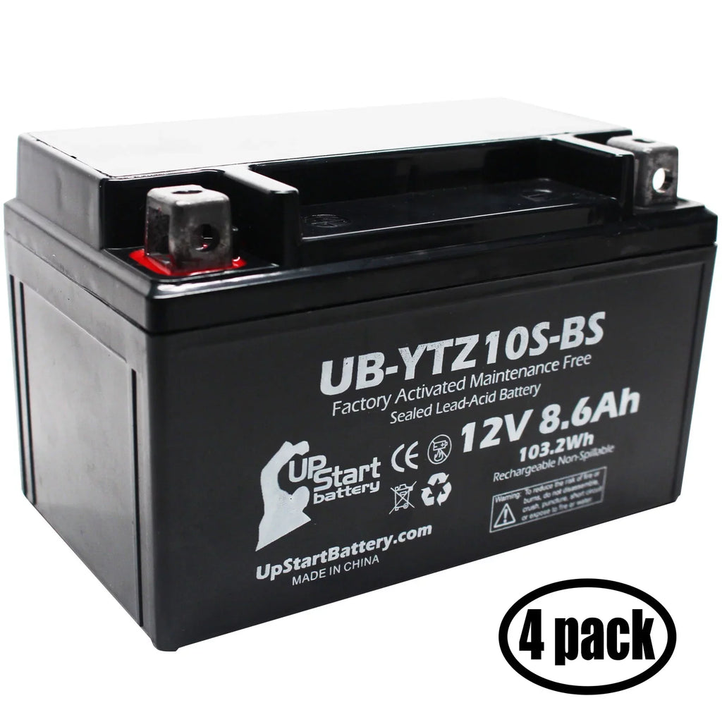 4-Pack UpStart Battery Replacement for 2010 Yamaha Maxam 250CC Factory Activated, Maintenance Free, Scooter Battery - 12V, 8.6Ah, UB-YTZ10S-BS