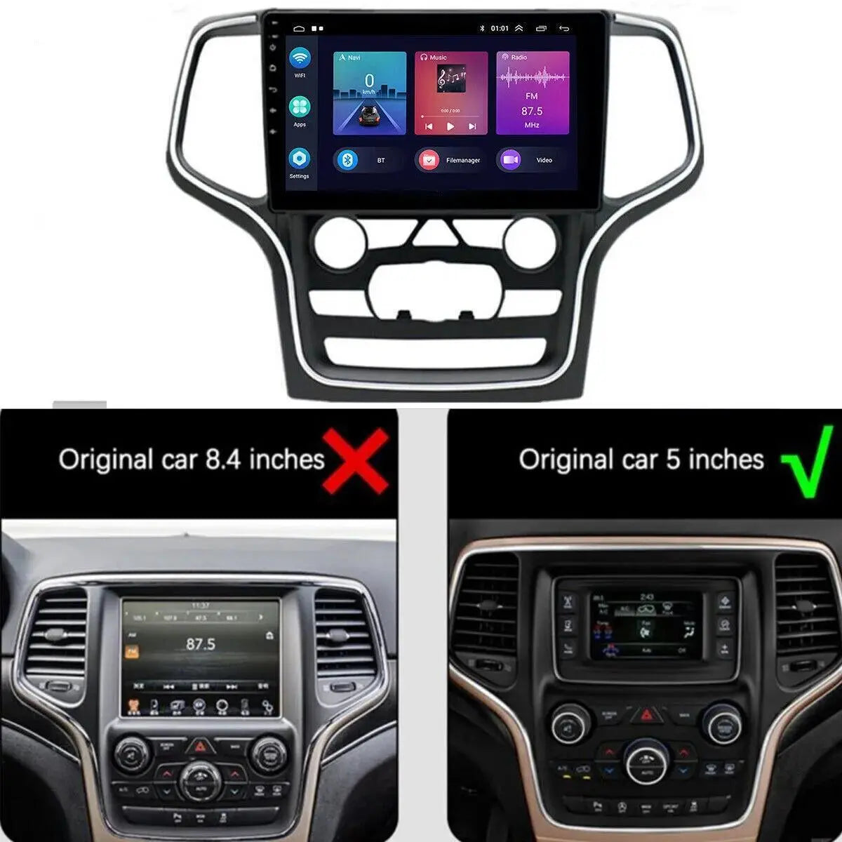 9" 1280*720 IPS For 2014-2022 Jeep Grand Cherokee Android Car Radio Stereo Carplay 2+32 GPS Navigation Bluetooth