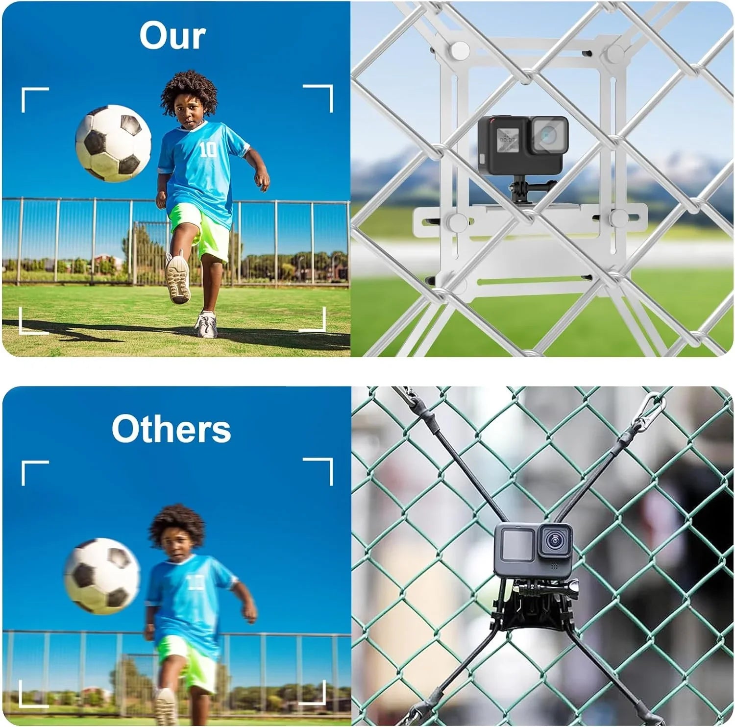 Fence Mount for GoPro, iPhone, Phones, Digital Action Camera, to a Chain Link Fence for Recording Baseball,Softball