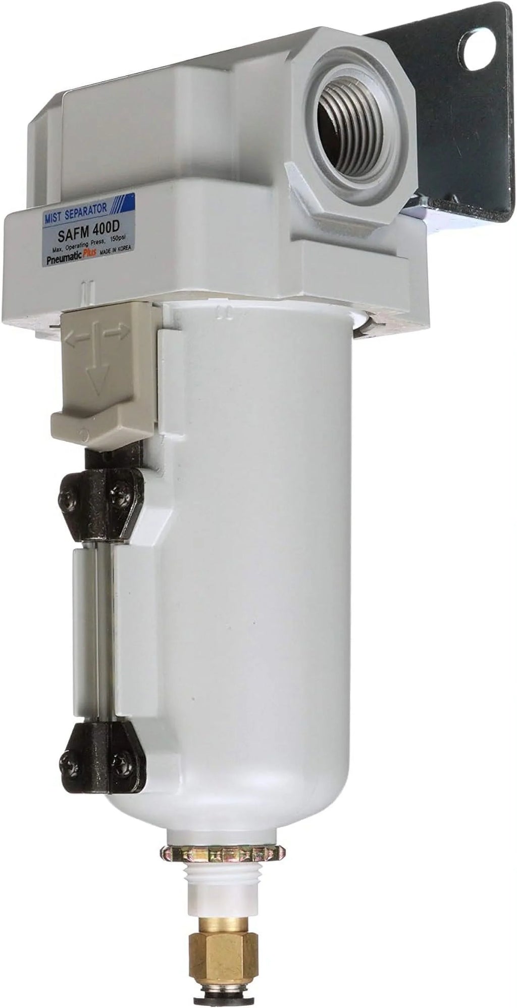compressed air coalescing filter, 0.1 micron, 1/2" npt - metal bowl, auto drain, bracket