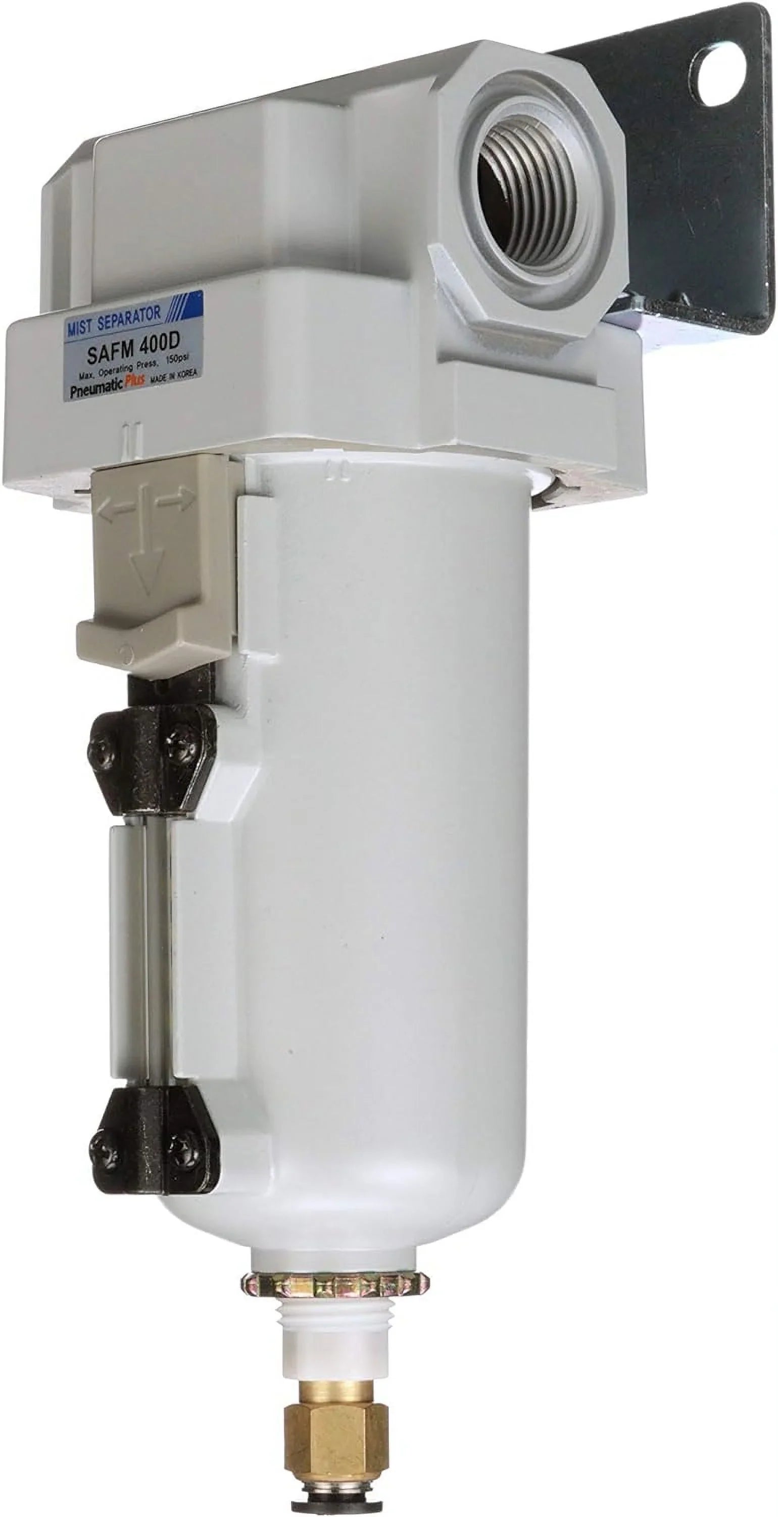 compressed air coalescing filter, 0.1 micron, 1/2" npt - metal bowl, auto drain, bracket