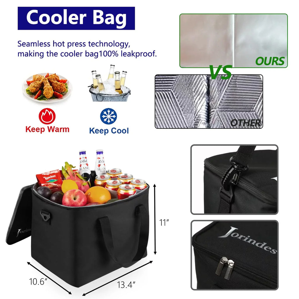 Trunk Organizer for Car with Insulated Leak proof Cooler Bag, Collapsible Waterproof Car Organizer 3 Compartments Suitable for Vehicle Sedan, Suv, Truck,Van
