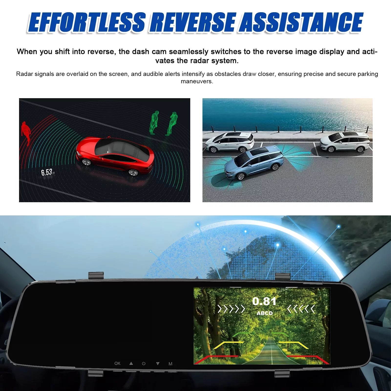 Dazzduo Dash Camera,Dash Camera Rear Dual Camera Dual Camera 4.3 Radars Rear Dual Inch Screen Support Reverse Radars Rear 4.3 Inch Screen 1080P DVR Dash Camera 4.3 Inch 4 Reverse Radars Rear 1080P 4
