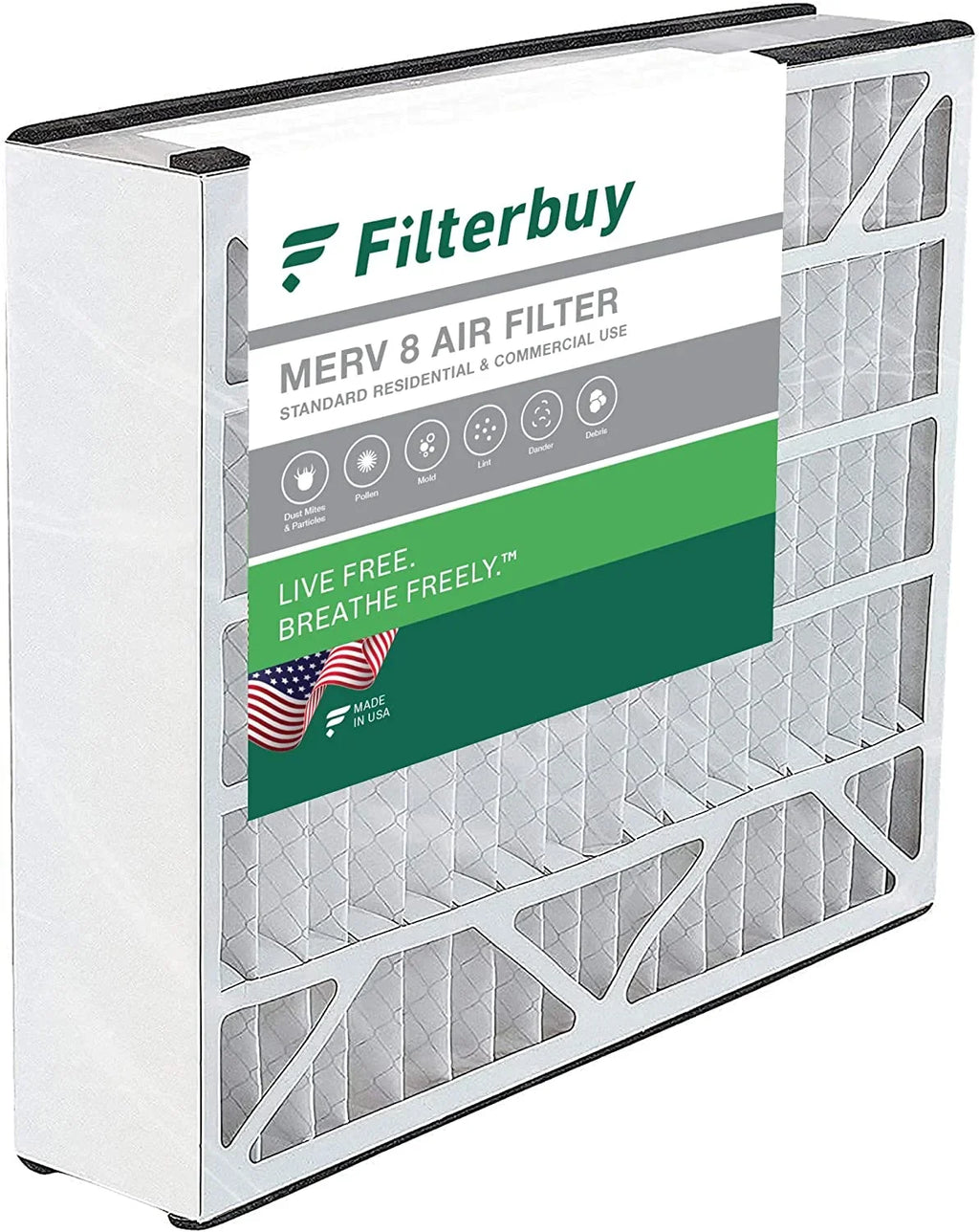 Filterbuy 20x25x5 MERV 8 Pleated HVAC AC Furnace Air Filters for Trion Air Bear, Generalaire, Skuttle, and Ultravation (1-Pack)