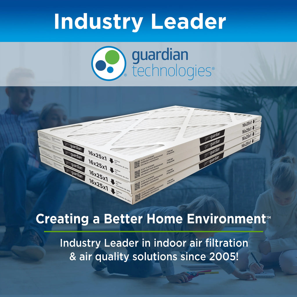 Germ Guardian 20 x 25 x 1 MERV 12 Pleated HVAC AC Furnace Air Filters (4-Pack)
