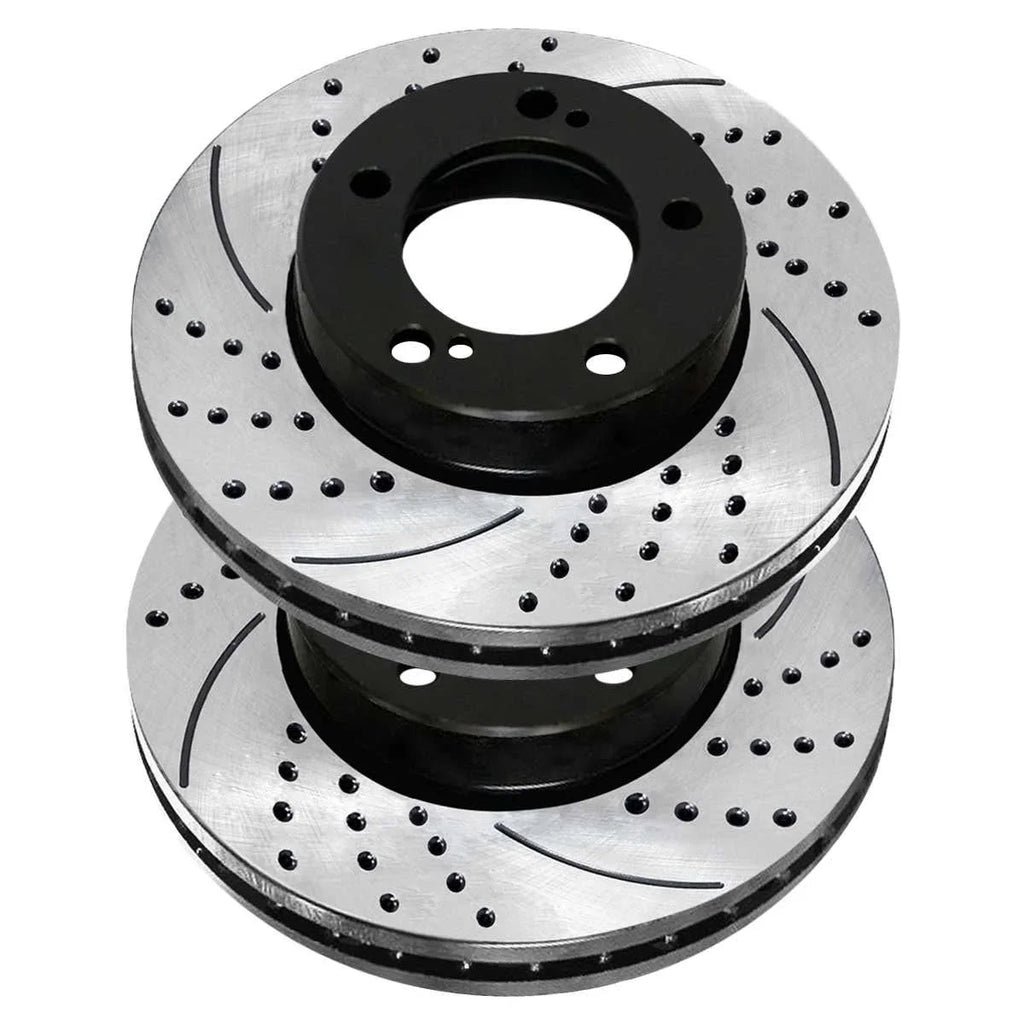 AutoShack Front Drilled Slotted Brake Rotors Ebony Pair of 2 Driver and Passenger Side Replacement for 2007-2021 Tundra 2008-2022 Sequoia 2016-2021 Land Cruiser 2016-2021 Lexus LX570 PR41484LR