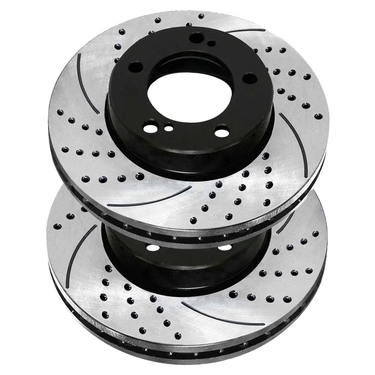 AutoShack Front Drilled Slotted Brake Rotors Ebony Pair of 2 Driver and Passenger Side Replacement for 2007-2021 Tundra 2008-2022 Sequoia 2016-2021 Land Cruiser 2016-2021 Lexus LX570 PR41484LR