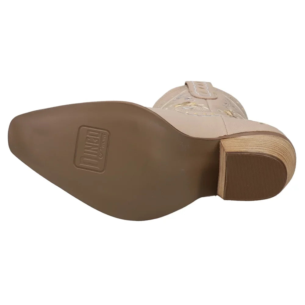 Dingo Womens Primrose Embroidered Floral Snip Toe Casual Boots Ankle Mid Heel 2-3"