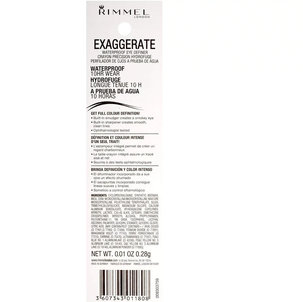Pack of (12) Rimmel Exaggerate Waterproof Eye Definer Dark 0.009 Ounces