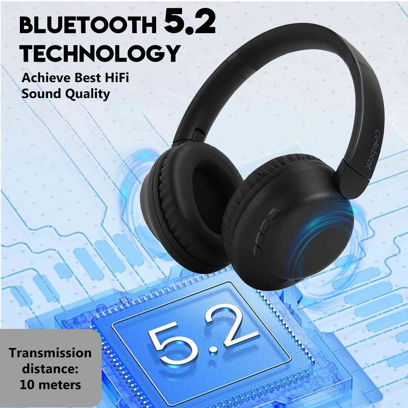 UrbanX UX35 Wireless Bluetooth Stereo Earphones with High Resolution Audio, Deep Bass, Superior Comfort Over The Ear Headphones with Mic for HTC Desire 630 Phone Call Support