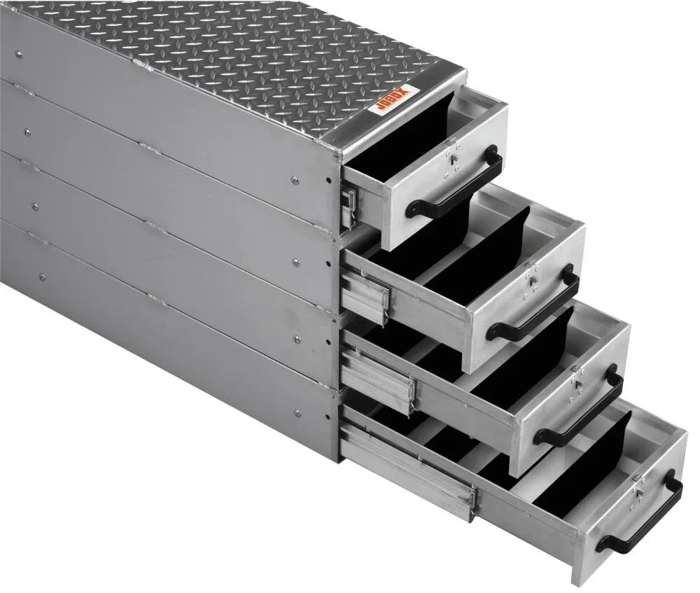 Jobox 1409980 4-Drawer Stacked Heavy-Duty Aluminum Drawer - (12" W x 24" H x 50" L)
