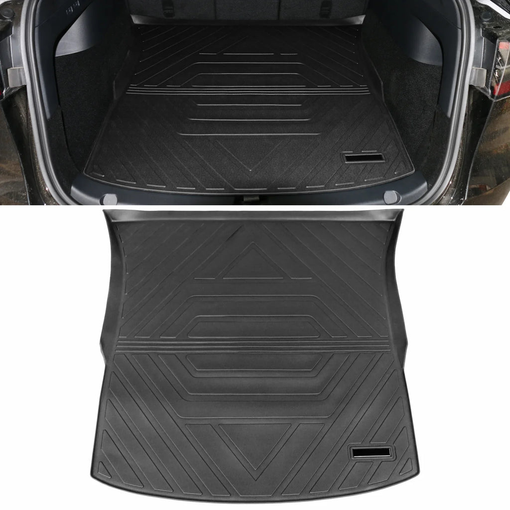 Ikon Motorsports Trunk Mats Cargo Liner Compatible with 2020-2023 Tesla Model Y Jet TPE All Weather Waterproof Anti-Slip Frunk Trunk Under Cargo Storage Liner Mat Interior Accessories 3PCS