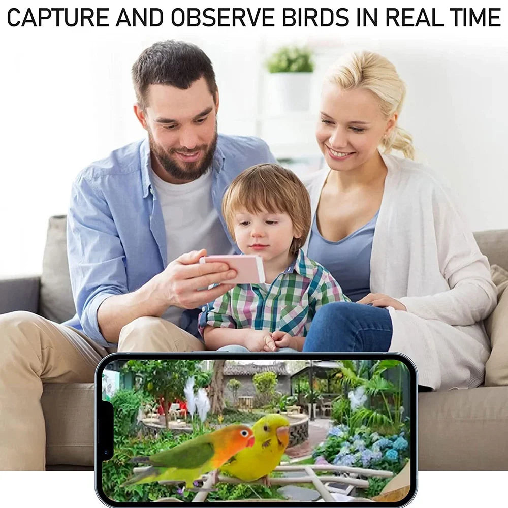 Carevas WIFI Smart Bird Feeder Camera 1080P Auto Capture Bird Video and Motion Detection Real-time Notification AI Identify Bird Species IP65 Waterproof 128G TF Cards