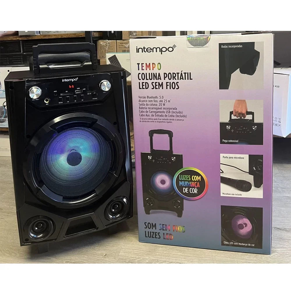 Outdoor Home Bluetooth Speaker Taiate Rechargeable LED Lights USB Microphone Input
