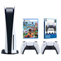 Playstation 5 Disc Version Console with Extra White Controller, Surge FPS Grip Kit With Precision Aiming Rings and Sackboy: A Big Adventure Bundle
