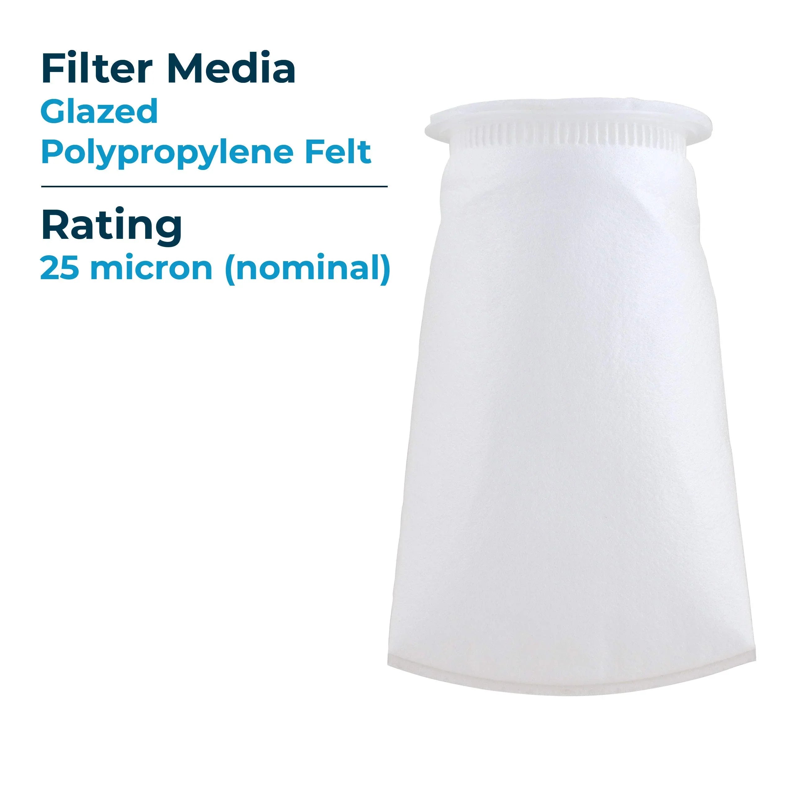 SpiroPure SP-BP-410-25 25 Micron #3 (10”) Glazed Polypropylene Felt Liquid Bag Filter BP-410-25 155389-03 (Case of 40)