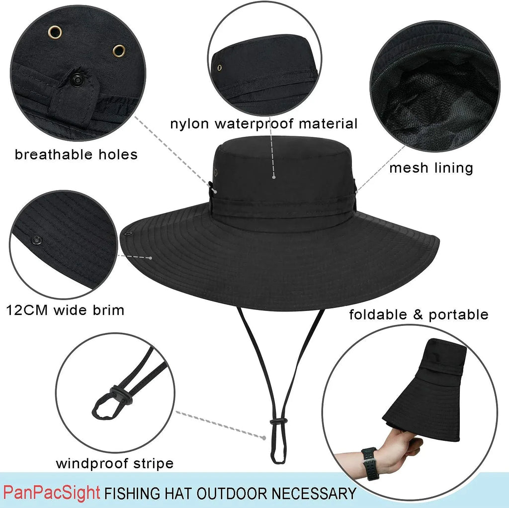 Sun Hat for Men, Super Wide Brim Fishing Hat Safari UPF50+ Bucket Boonie Cap for Gardening Hiking Camping