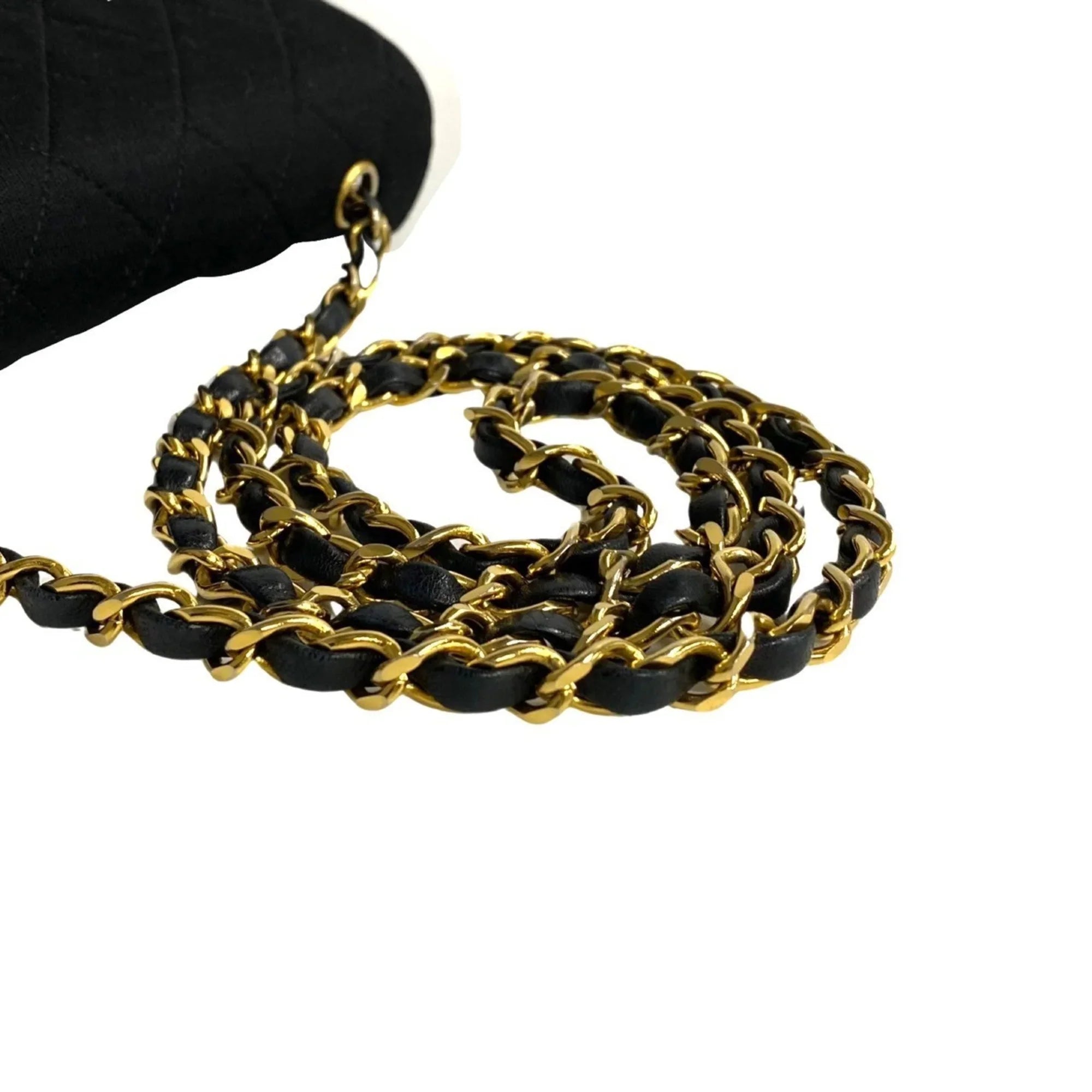 Pre-Owned CHANEL Matelasse Cotton Lambskin Turnlock Full Flap Chain Shoulder Bag Dark 73960 (Good)