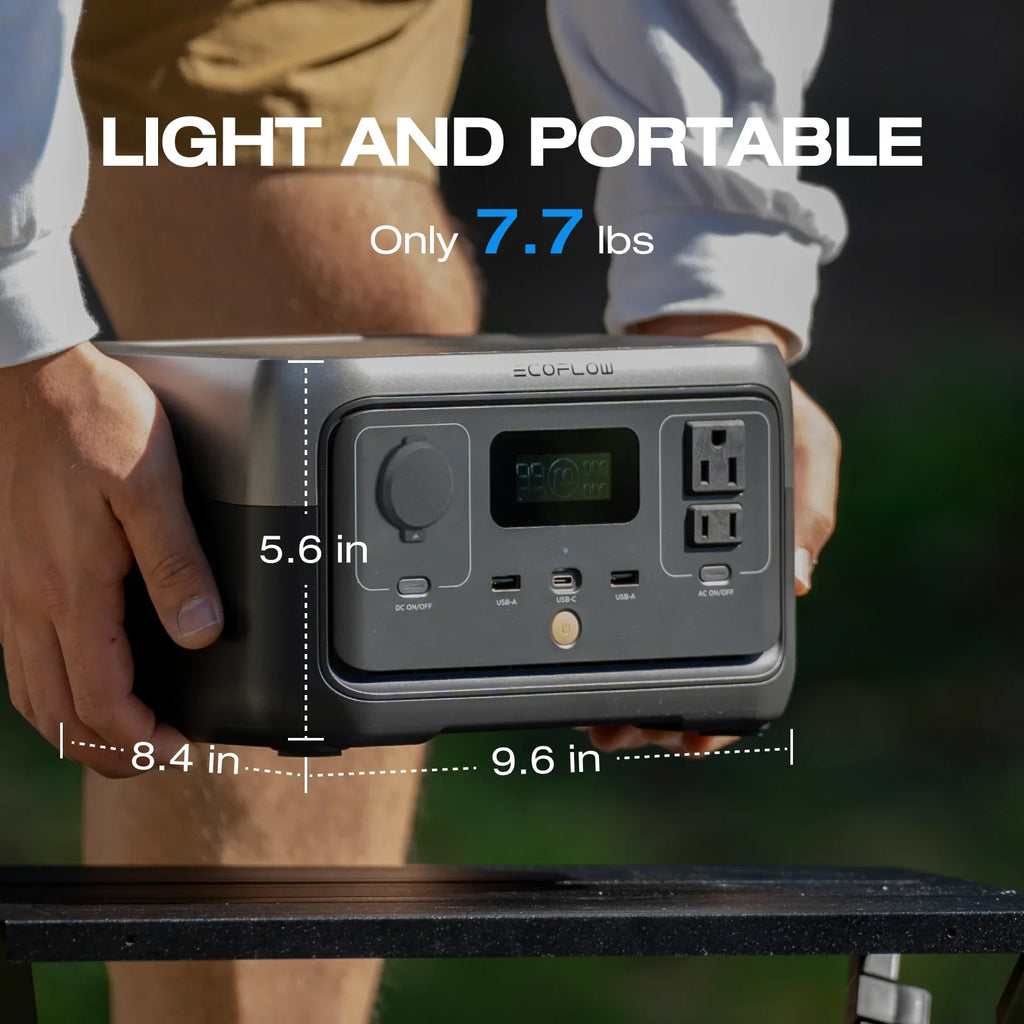 EcoFlow Portable Power Station RIVER 2 240,243wh LiFePO4 Battery/1 Hour Fast Charging, 600W Output Solar Generator (Solar Panel Optional) for Outdoor Camping,Home Use,RV,Walmart Exclusive