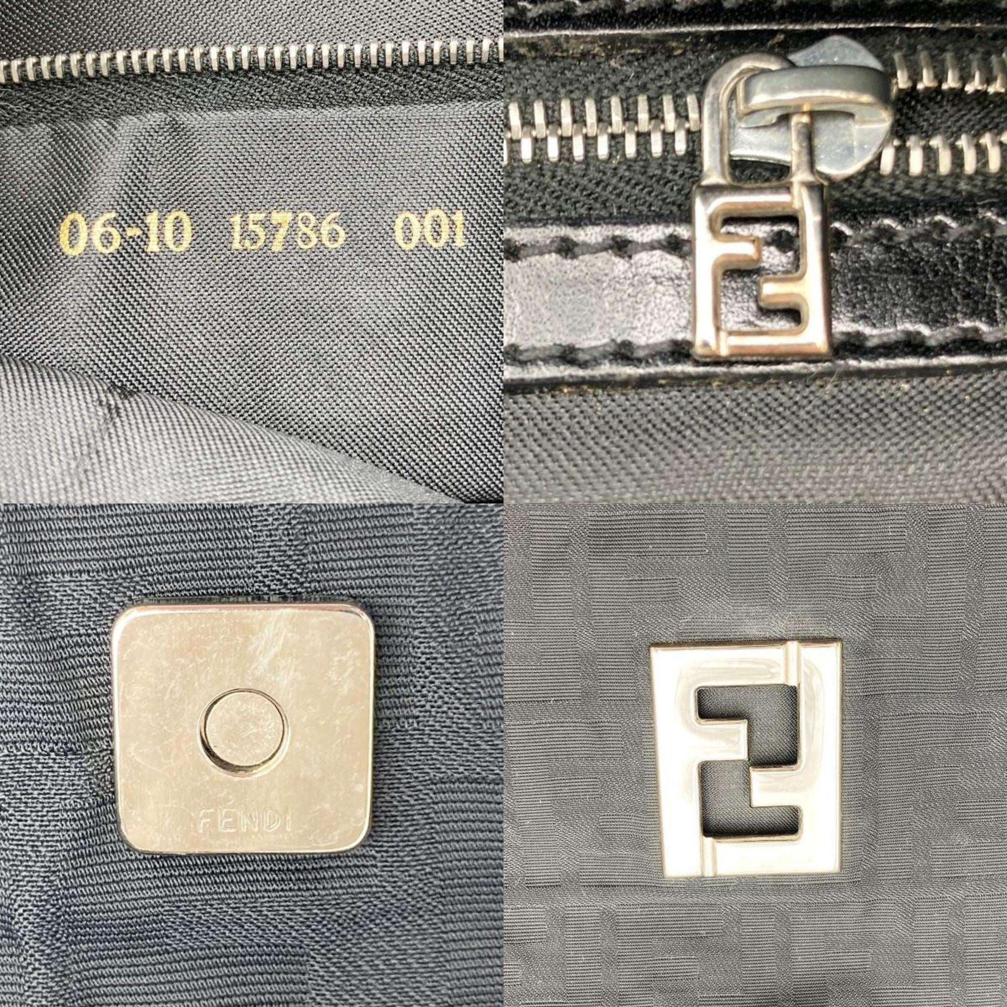 Pre-Owned FENDI Zucca pattern tote bag handbag Ebony nylon canvas ladies 15786 (Good)