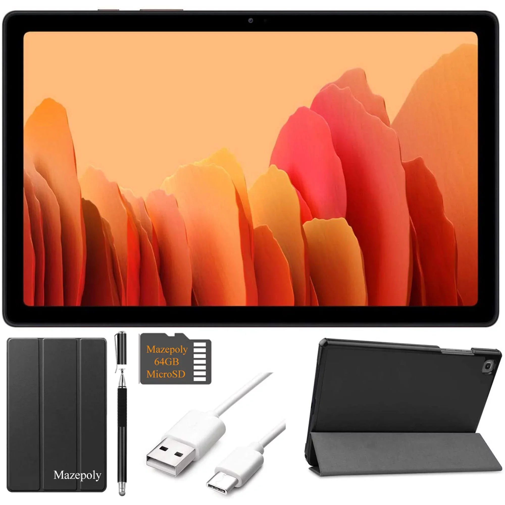 2021 Galaxy Tab A7 10.4'' (2000x1200) TFT Display Wi-Fi Tablet Bundle, 3GB RAM, Bluetooth, Android 10 OS (64GB, Gold) with Mazepoly Accessories