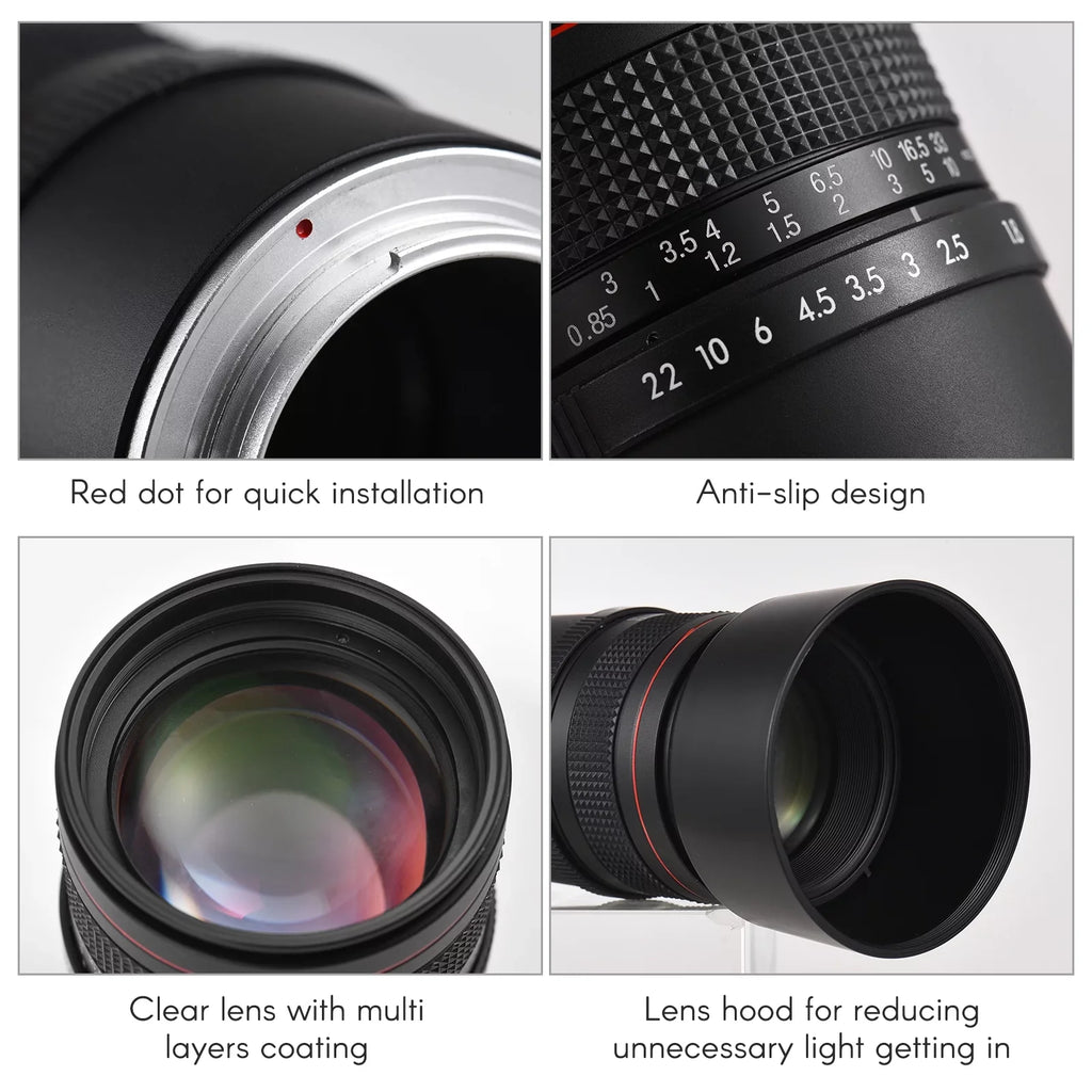 Andoer 85mm F1.8 Medium Telephoto Manual Focus Lens with Large Aperture, Suitable for A7 Series, A9, A6400, A6500, A6300, A6000, A5100 Cameras