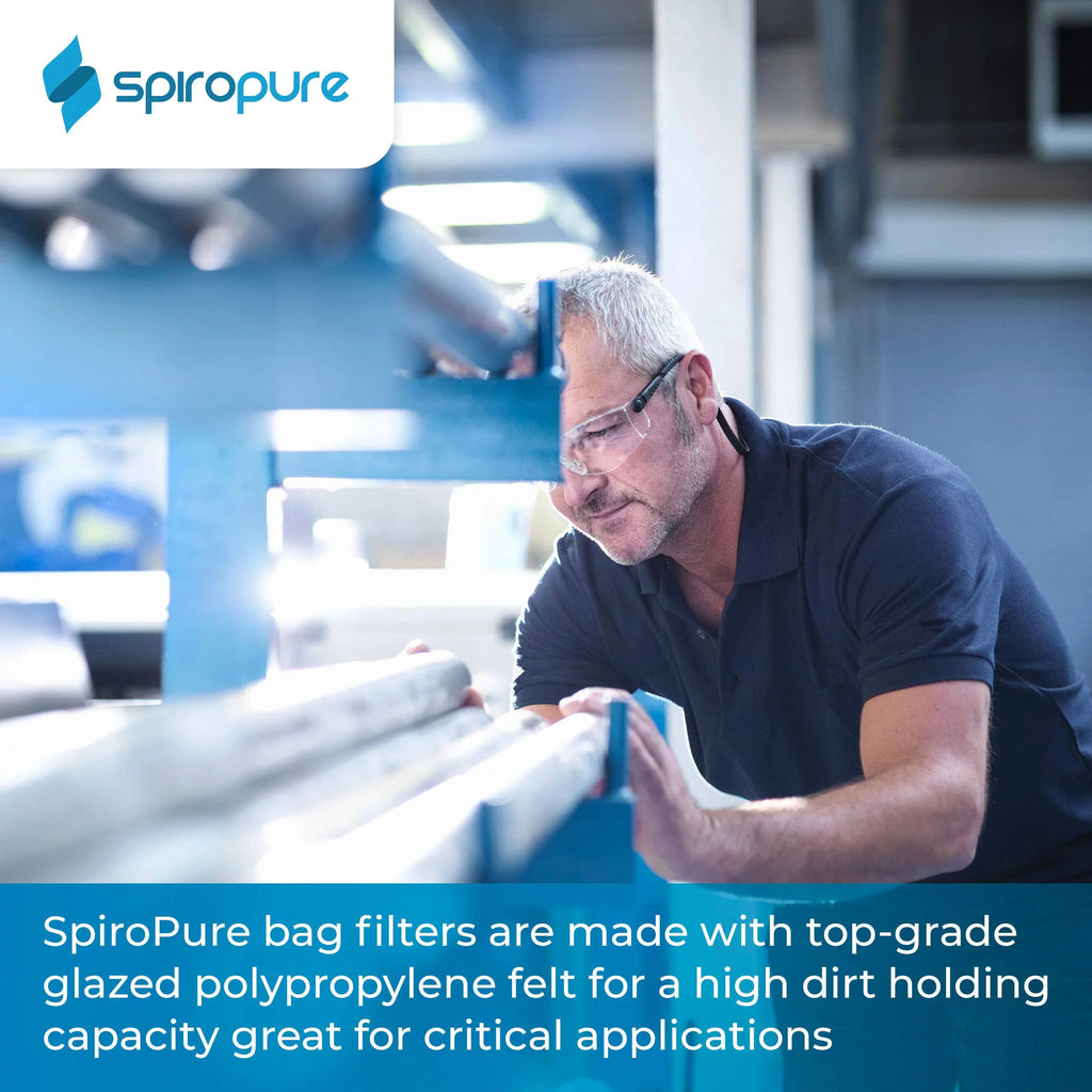 SpiroPure SP-BP-410-200 200 Micron #3 (10”) Glazed Polypropylene Felt Liquid Bag Filter BP-410-200 155395-03 (Case of 40)