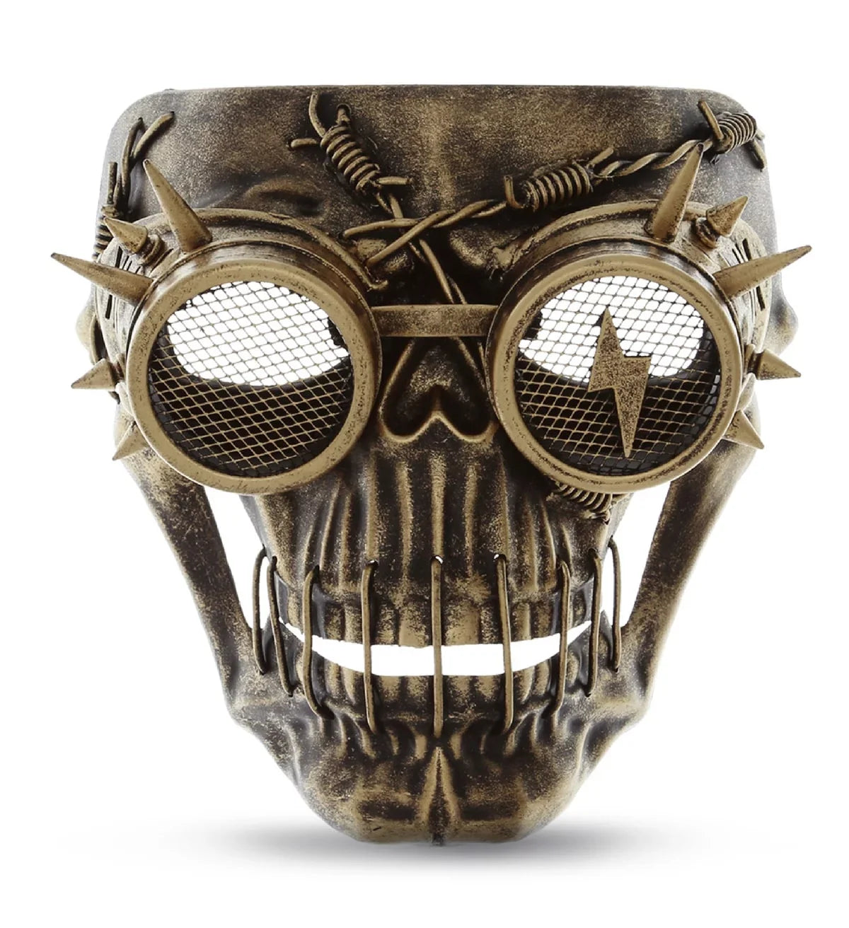Attitude Studio Steampunk Wired Skeleton Full Face Mask Goggles Costume - Gold