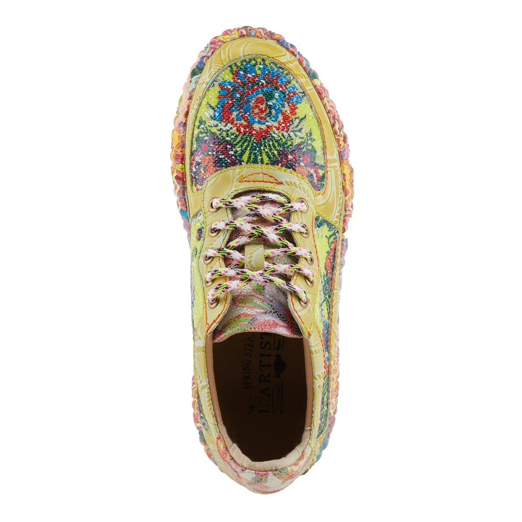 Spring Step L'Artiste Women's CAFFEY Multicolored Fashion Sneakers | Unique Energetic Patterns Lime Green Multi EU 38 / US 7.5-8