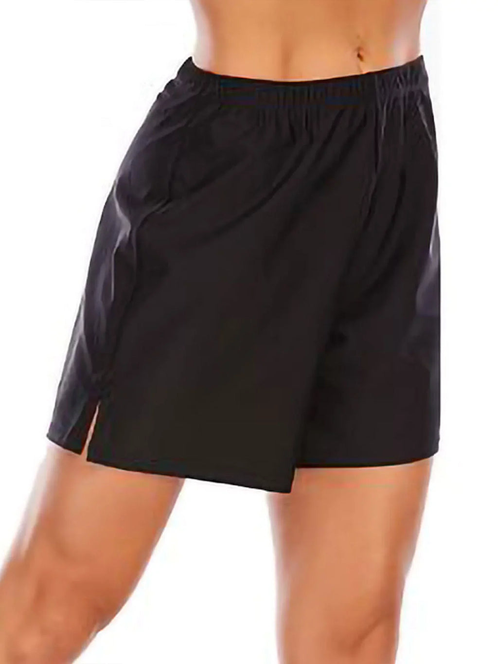 Sexy Dance Women's Swim Shorts Elastic Waist Swimsuit Bottoms Summer Tankini Boyshorts Solid Swim Trunks Dark 3XL