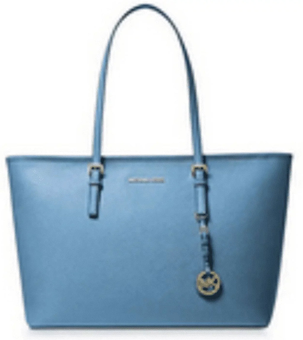 Michael Kors Jet Set Travel Medium Saffiano Leather Top-Zip Tote Bag (STH PACIFI
