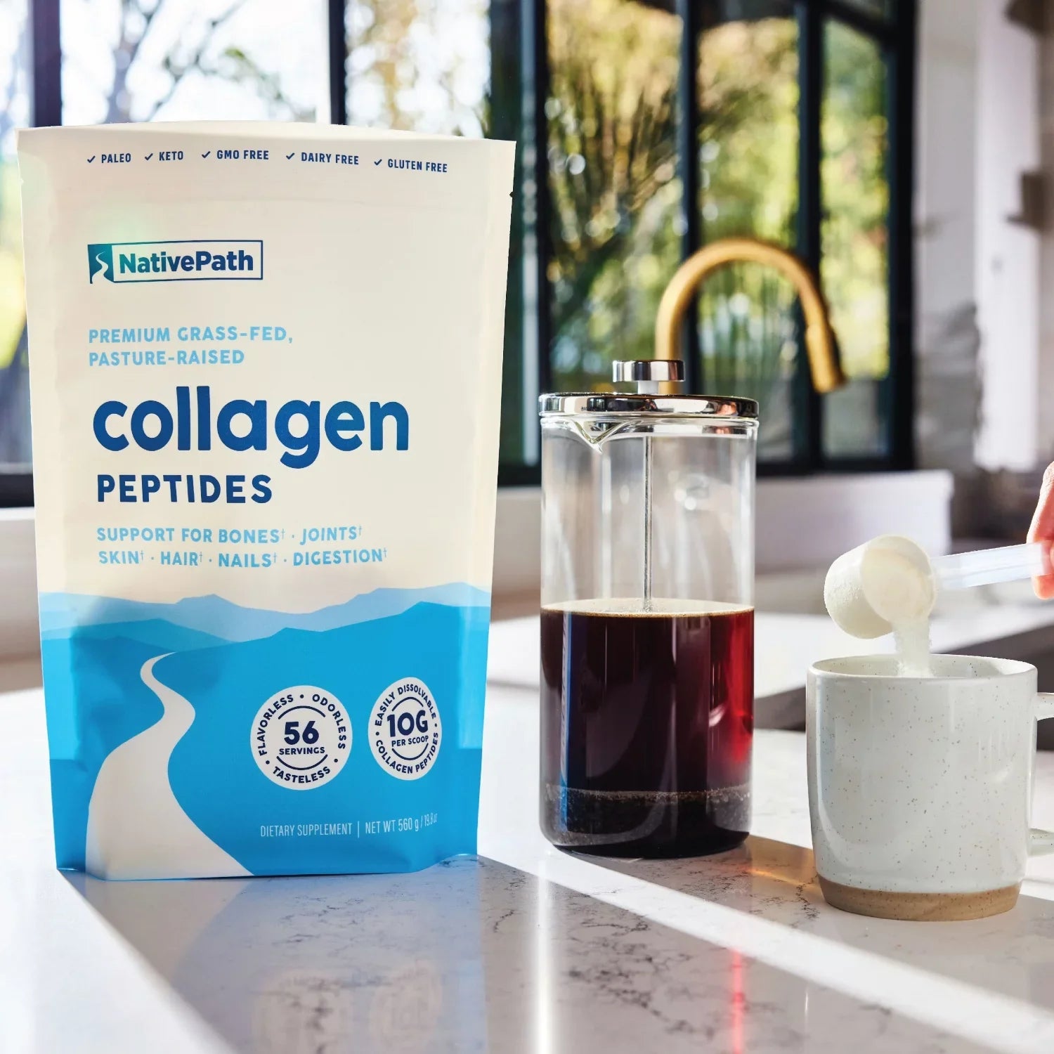 NativePath Collagen Peptides Protein - Hydrolyzed Type 1 & 3 Collagen Powder for Skin, Hair, Nails - Collagen Powder for Skin - 19.8 oz (56 Servings)