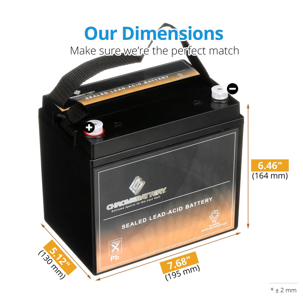 Chrome Battery 12V (12 Volts) 35Ah SLA Battery - T6 Terminals for Pride Dynamo / Jazzy / Jet 3 / Jet 7