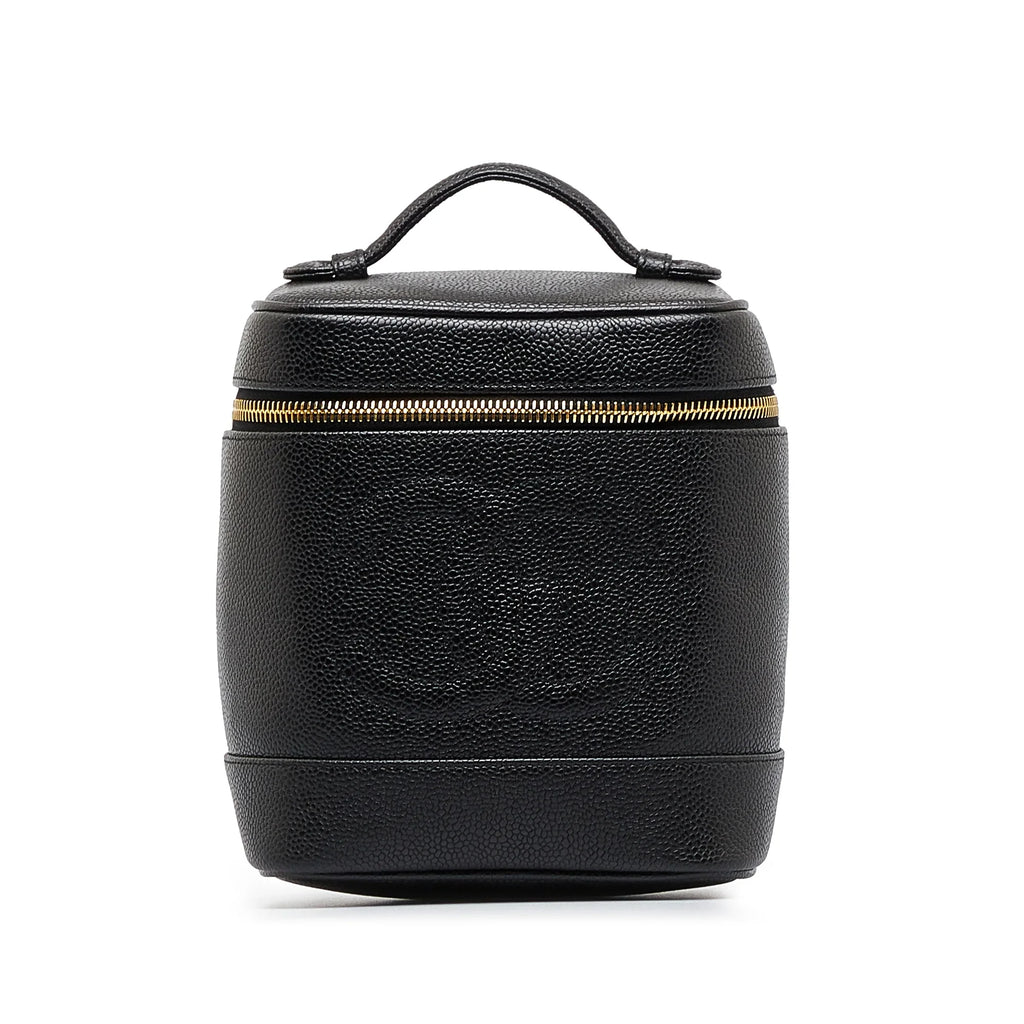 Pre-Owned Authenticated Chanel CC Caviar Vanity Bag Leather Dark Unisex (Good)