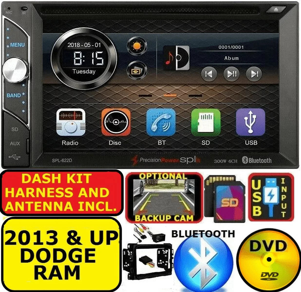 2013-2019 RAM JEEP CHRYSLER BLUETOOTH CD/DVD USB AUX SD CAR RADIO STEREO PACKAGE