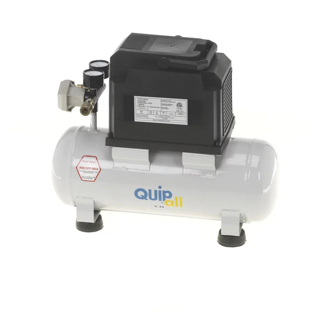 Quipall 2-.33 1/3 2 Gallon Oil-Free Hotdog Air Compressor
