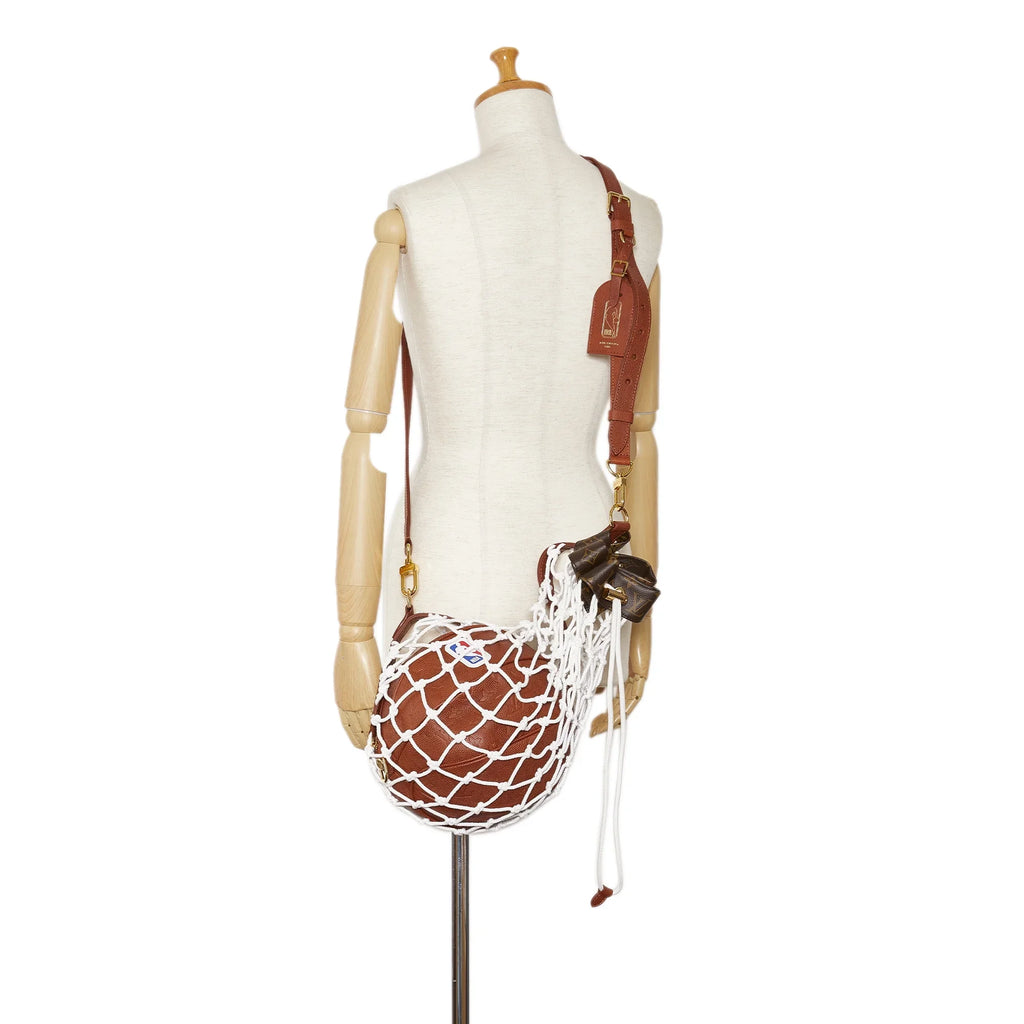 Pre-Owned Authenticated Louis Vuitton LV X NBA Ball In Basket Bag Calf Leather Brown Crossbody Bag Unisex (Like New)
