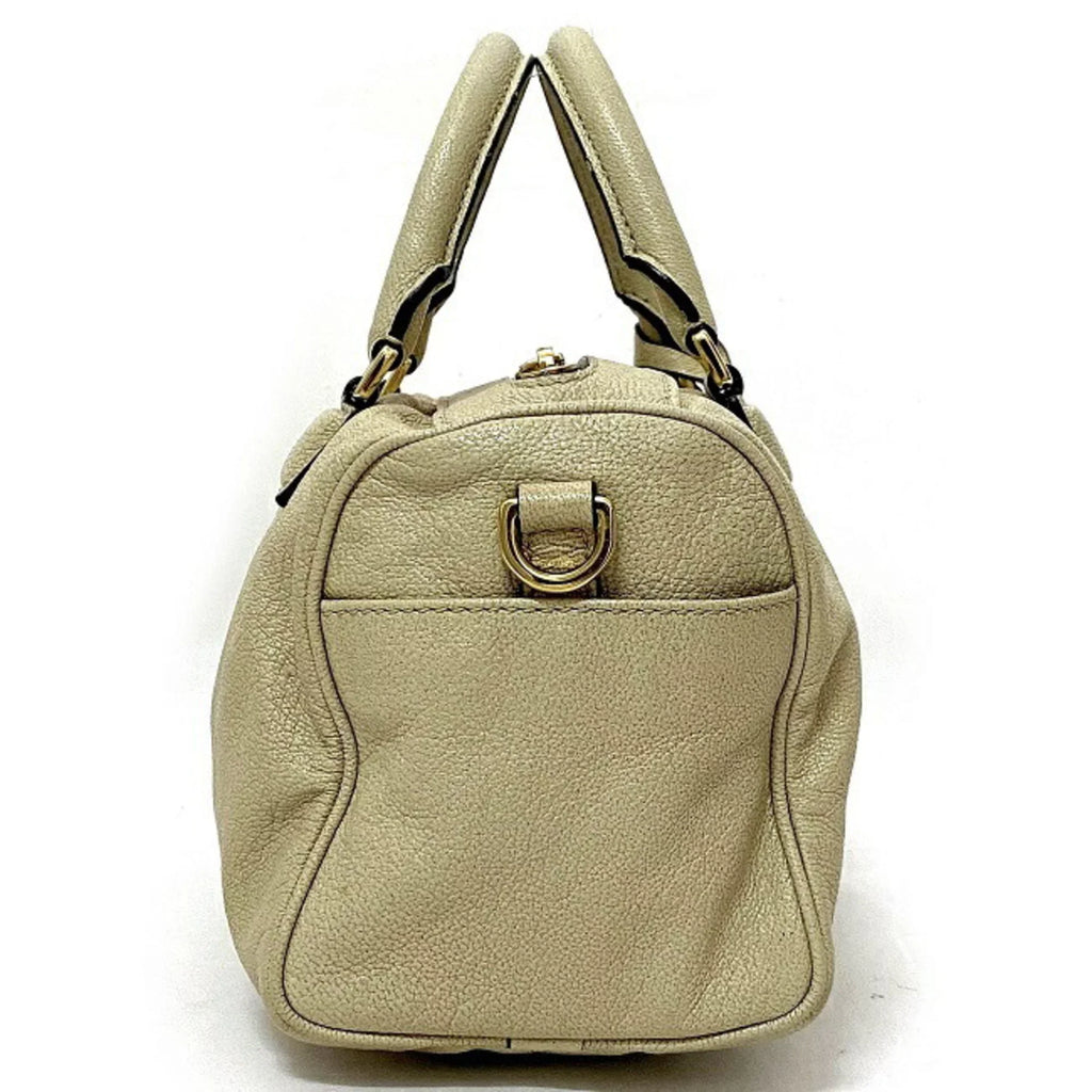 Pre-Owned Loewe 2way Gold Lame Anagram Leather LOEWE Boston Handbag Champagne Women's (Good)