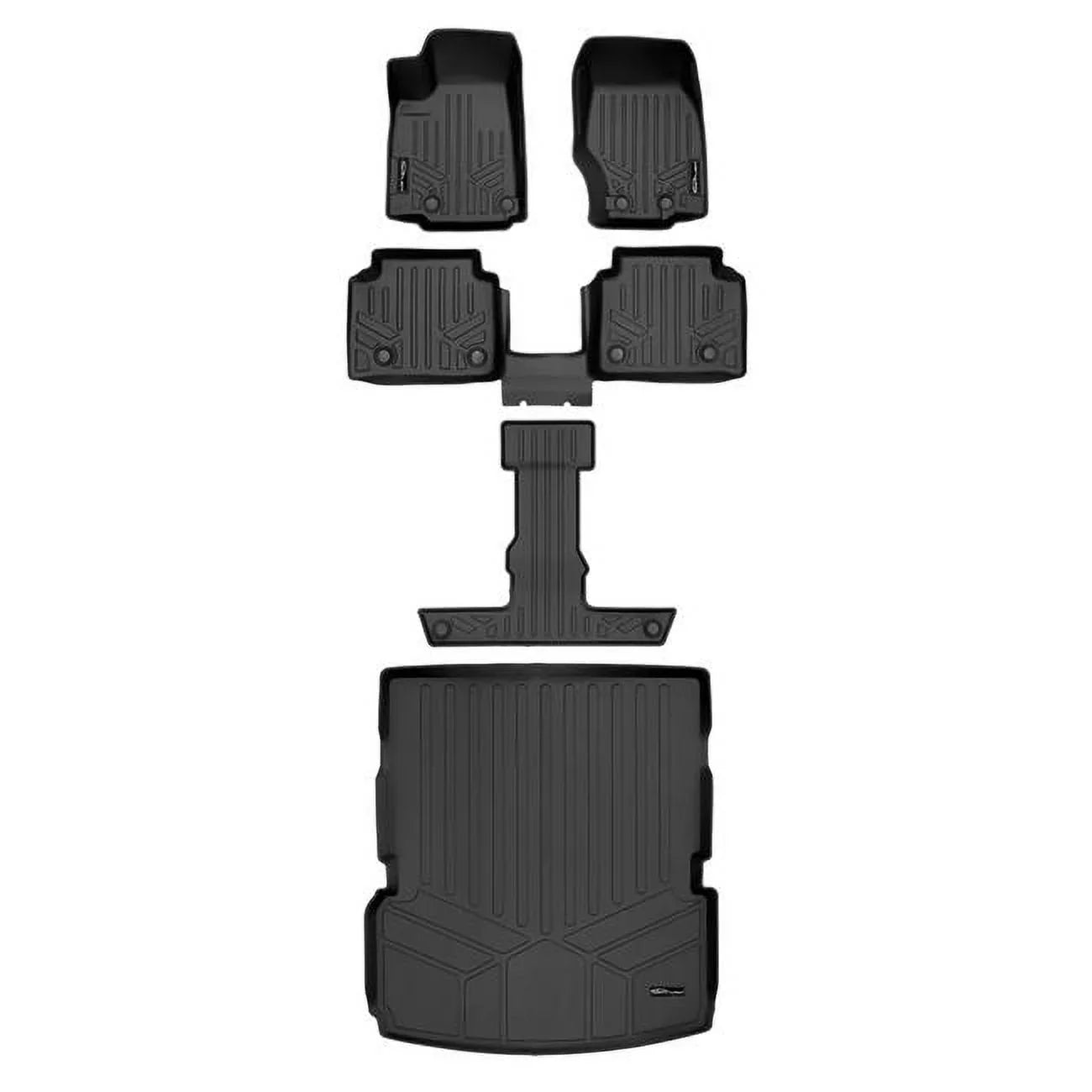 SA0568-B0569-C0569-D0568 All Weather Custom Fit Jet 3 Row & Cargo Liner Behind the 2nd Row Floor Mat Liner Set for 2021-2023 Jeep Grand Cherokee L, Jet