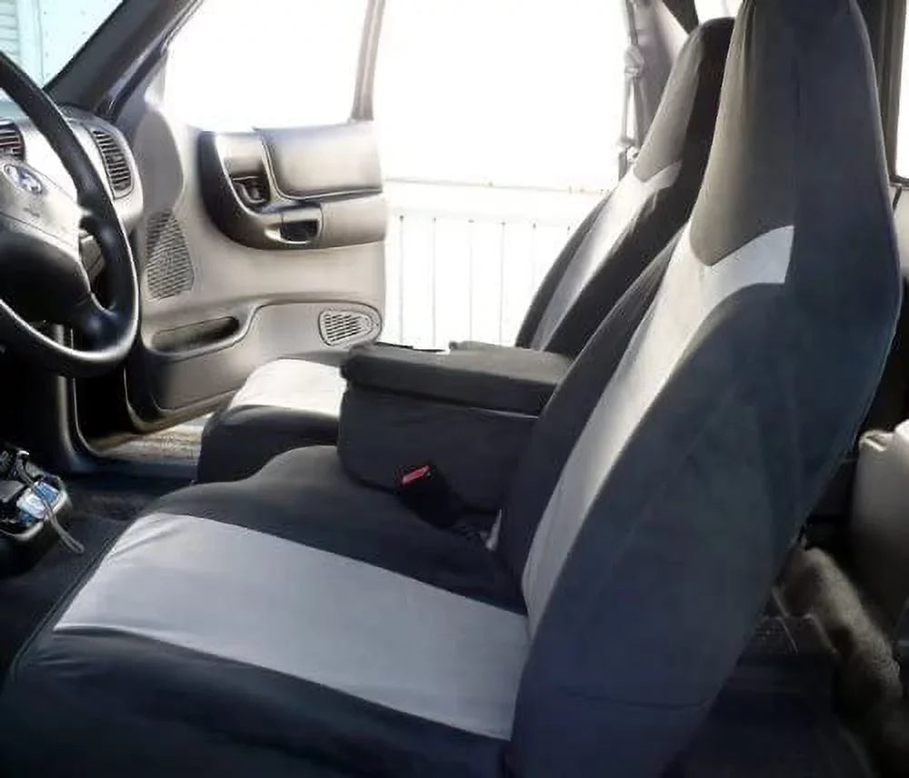 F286 2002-2003 Ford Ranger 60/40 Split Seat with Opening Center Console in Gray and Dark Twill